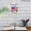 2D Flat, 1pc Round Aluminum 4th of July Sign, "Independent Since 1776" American Flag Metal Wall Art, Fireworks & Stars Design, Waterproof & Durable