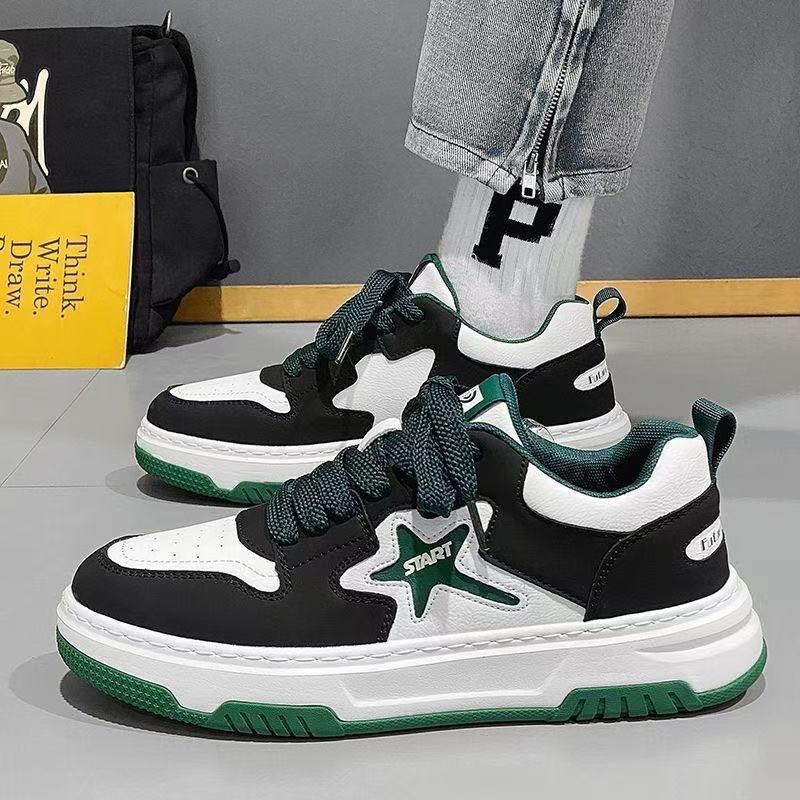 Men's Shoes Spring 2025 New Soft-soled Heightening Board Shoes Versatile Senior Sense Youth Sports Leather Surface Casual Trendy Shoes