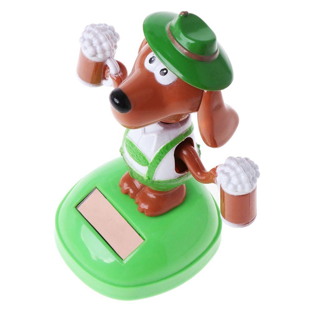 Dolls Car Decor Dashboard Bobble Head Doll Solar Swing Dog Solar Power Beer Dog Shaking Head Dolls