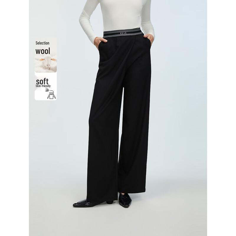 

ELLE Women s High-Waist Wool Blend Casual Trousers M