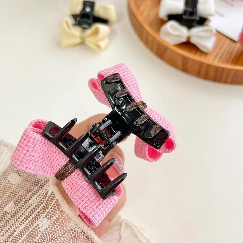 Mini Bow Grab Clip Girls Women Elegant Ponytail Braid Claw Clip Sweet Shark Crab Hair Card Korean Exquisite Hair Accessories