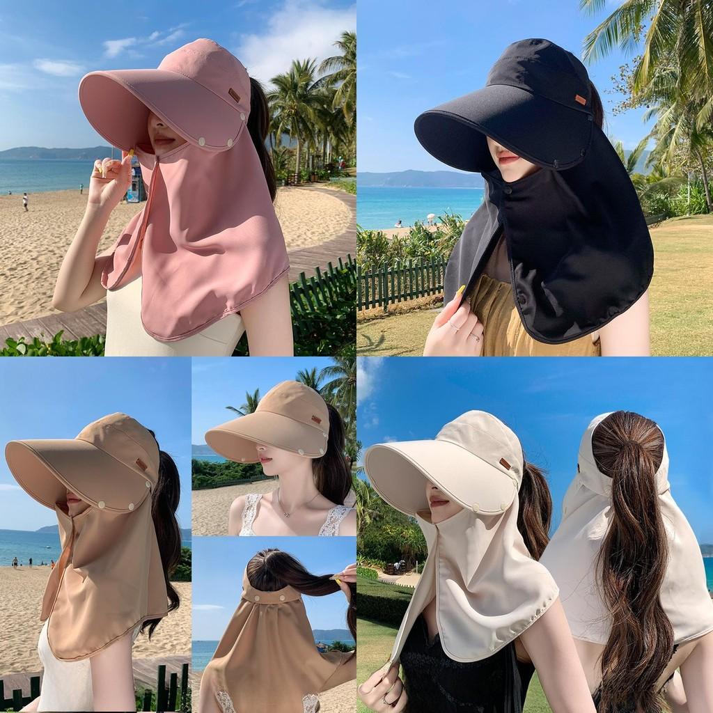 Sun Protection Sun Hat For Women With Removable Shoulder Cover Summer Uv Shield For Outdoor Activities