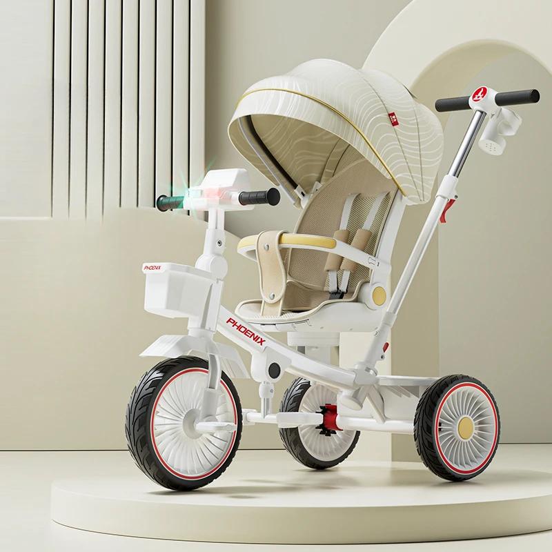 Pushable And Rideable Children'S Tricycle Multifunctional Stroller Lightweight Travel Pram Children'S Riding