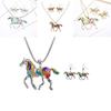 Stylish Vintage Rainbow Pony Jewelry Set Featuring Bold Colorful Animal Motif