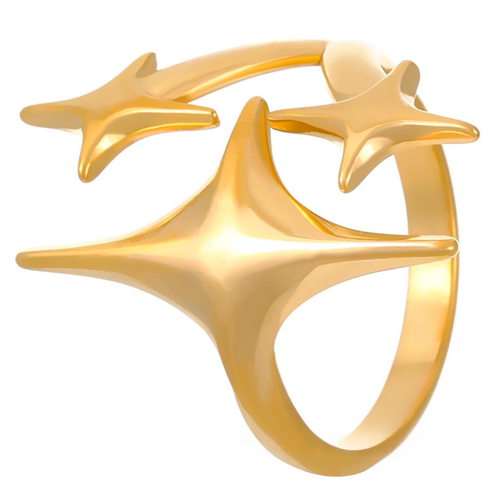 High-End Edelstahl Blumen- & Seestern Offener Ring für Damen