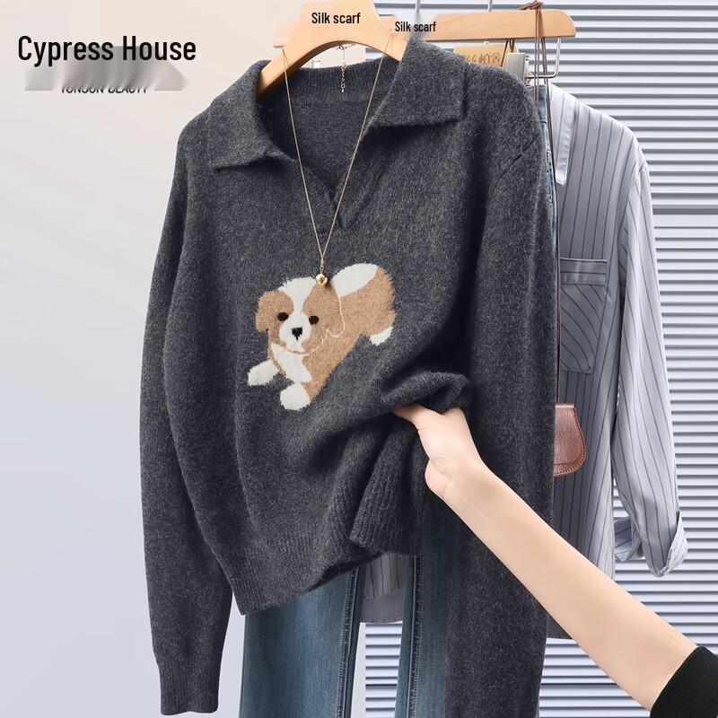 

Women s Lamb Wool Blend Cartoon Knit Top One Size