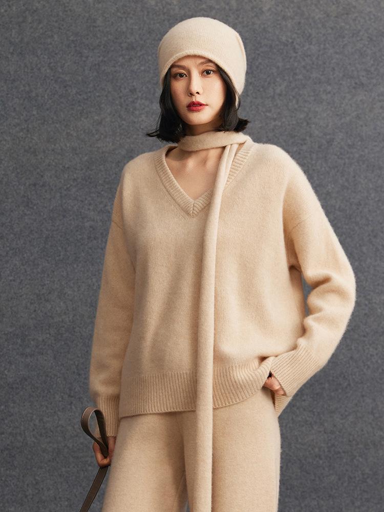 Women's Cashmere Knitwear: Solid Color Loose Fit for Autumn/Winter