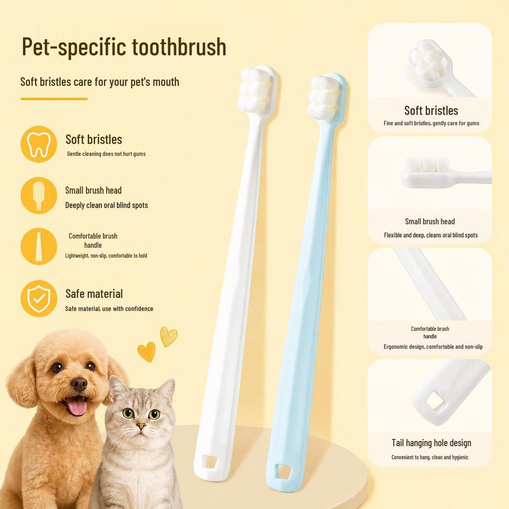 In-Stock Universal Pet Toothbrush: Soft Bristles, Medium/Large Cats & Dogs, Small Head, Interdental Brush