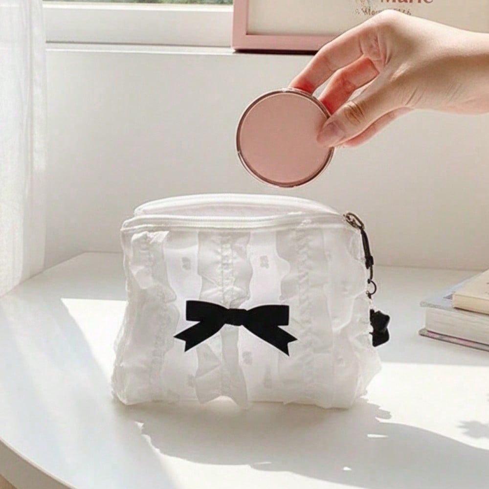 Cosmetic Bag Lace Bow Change Bag Clutch Bag Women's Storage Bag