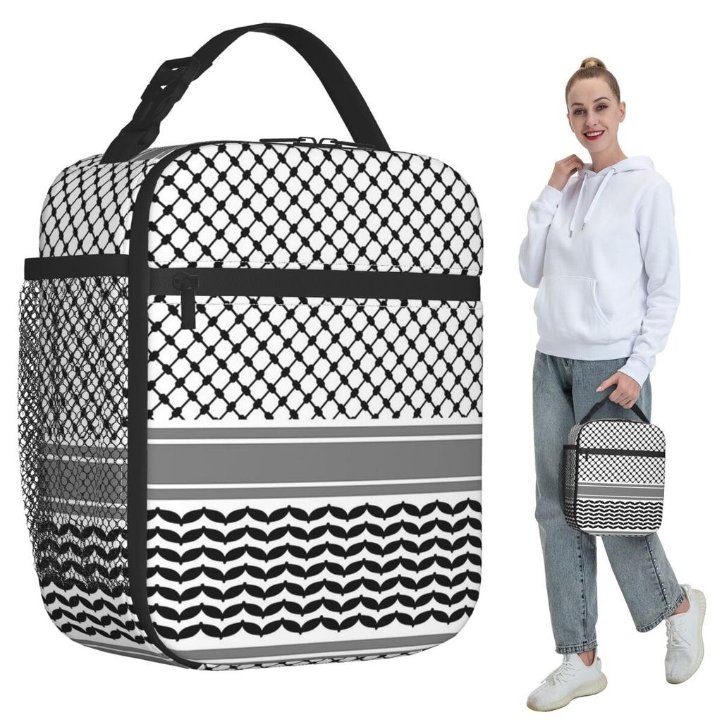 Palestinian Keffiyeh Insulated Lunch Bag for Women Office Cooler Thermal Food Box Tote Leakproof Lunch Boxes Container