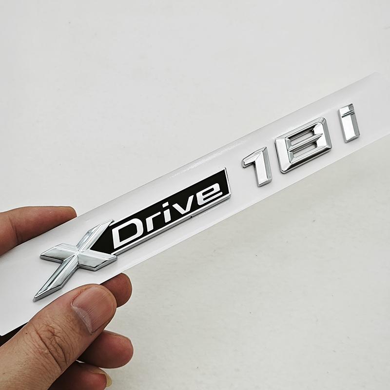 3D ABS Car Rear Trunk Badge Side Fender Emblem Logo XDrive 18i Sticker For BMW X1 F48 X Drive 18i Auto Exterior Accessories