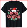 Merry Christmas Gifts Lights Red Santa Hat Black Cotton T-Shirt Unisex T-Shirt