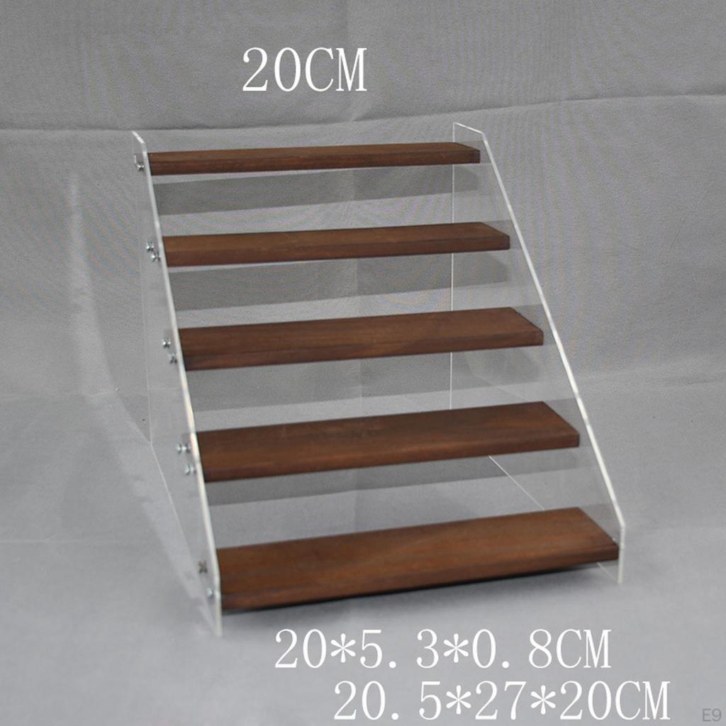 Acrylic Wood Display Stand Shelf 7.9inch Long Collection Organizer