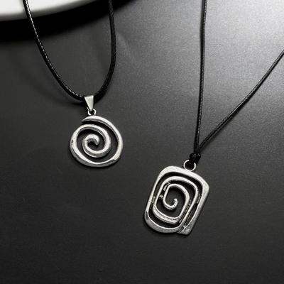 Spiral Vortex Pendant Necklaces Unisex Hand-Woven Leather Rope Necklace Boho Vintage Accessories Stylish Couple Jewelry