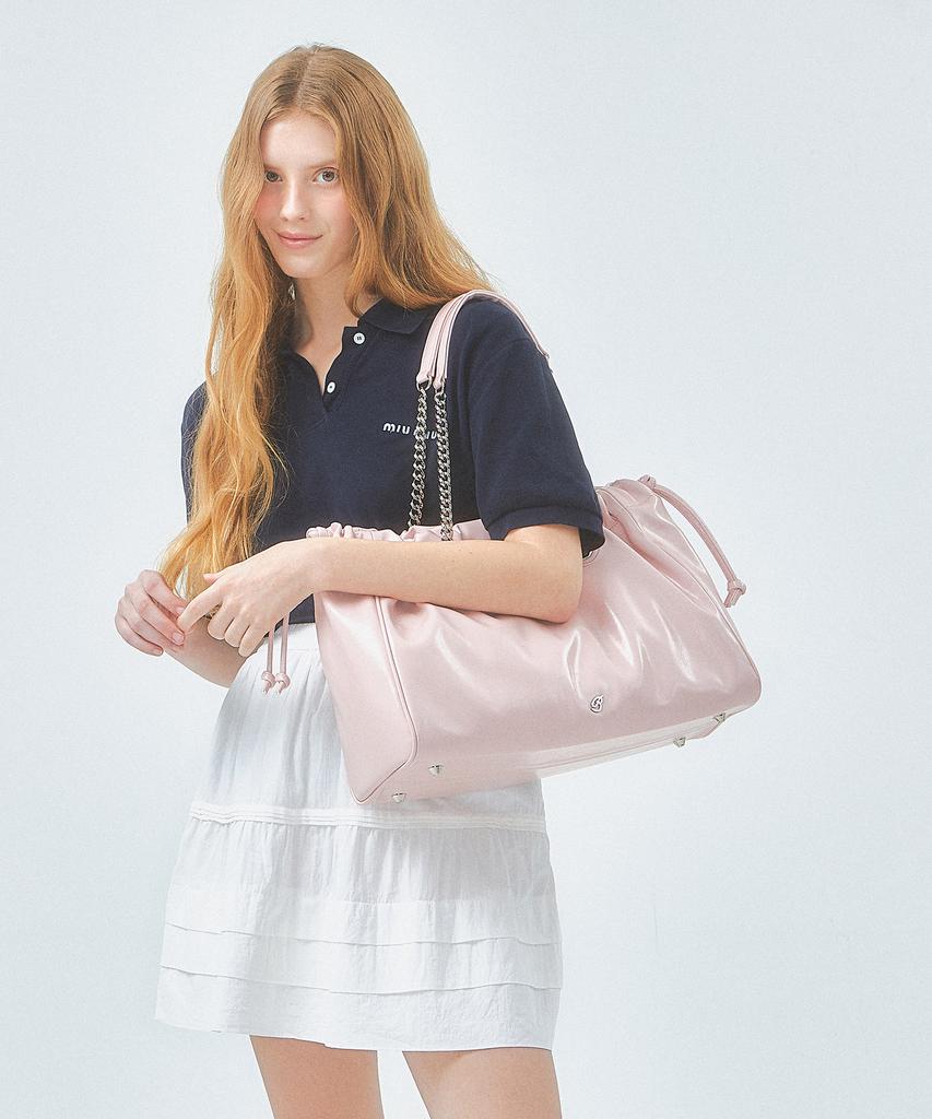 Badgigi Chain Square Trawstring Bag Pink