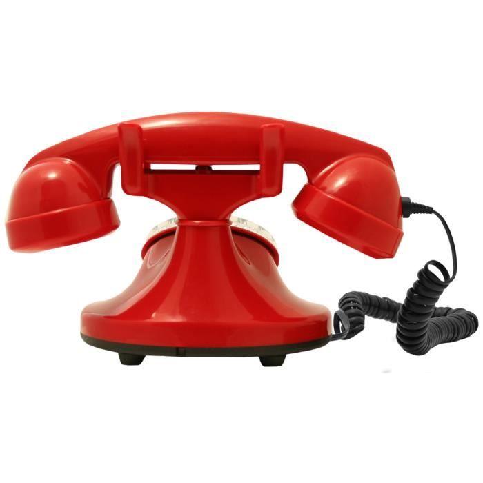 OPIS FunkyFon cable : Téléphone à cadran rotatif au style sinueux des années 1920 avec sonnerie électronique moderne