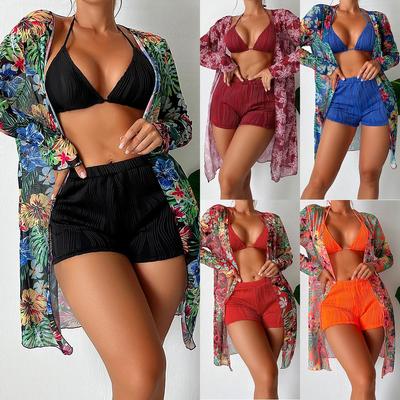 Mingyi 2024 Mehrfarbiges Europäisch & Amerikanisch Modisches Dreiteiliges Bikini-Set für Damen