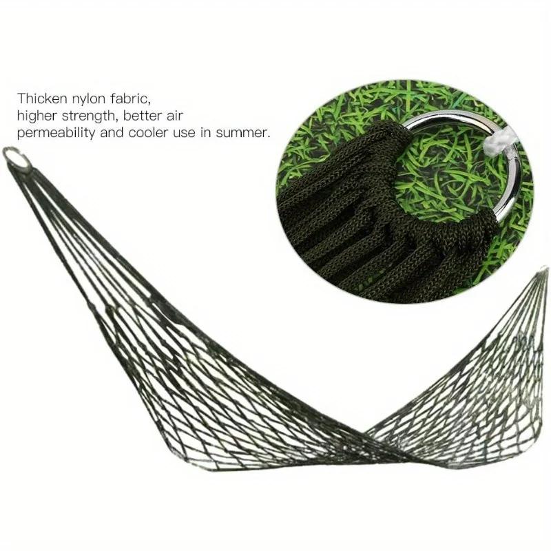 Durable Thickened Nylon Outdoor Hammock - Multifunctional Green Mesh Swing, Suitable for Gardens and Beaches