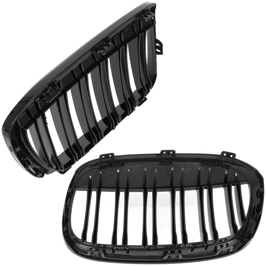 BMW X1 F48 15-19 Grilles Between the Headlights (kidneys) Left + Right Set BLACK GLOSSY DOUBLE BAR