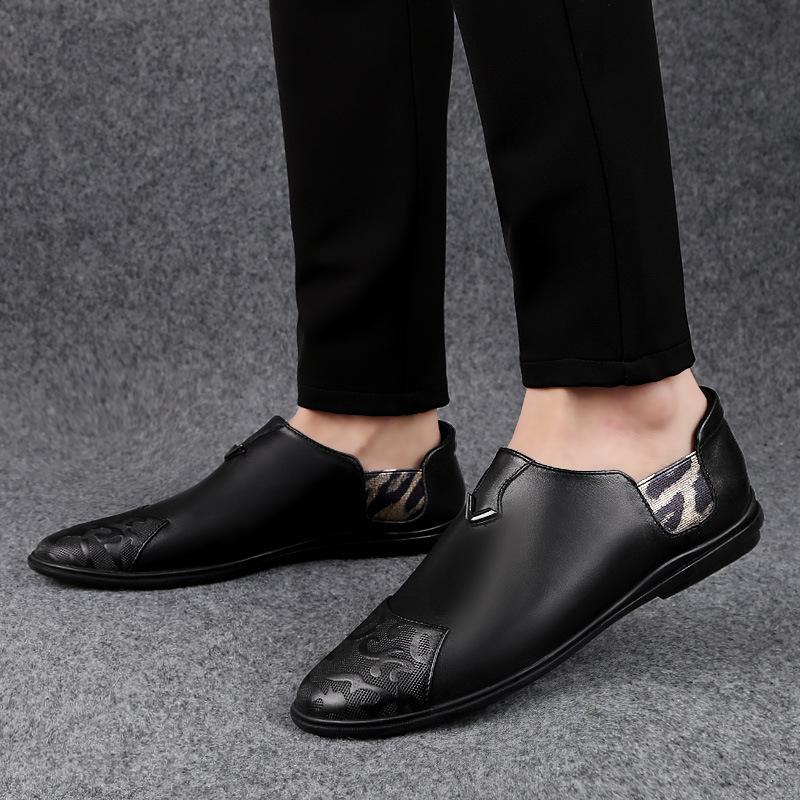Cowhide Casual Shoes Large Size Foot Loafers Business Dress Leather Shoes Men's Breathable Men's Shoes Foreign Trade Lazy Shoes