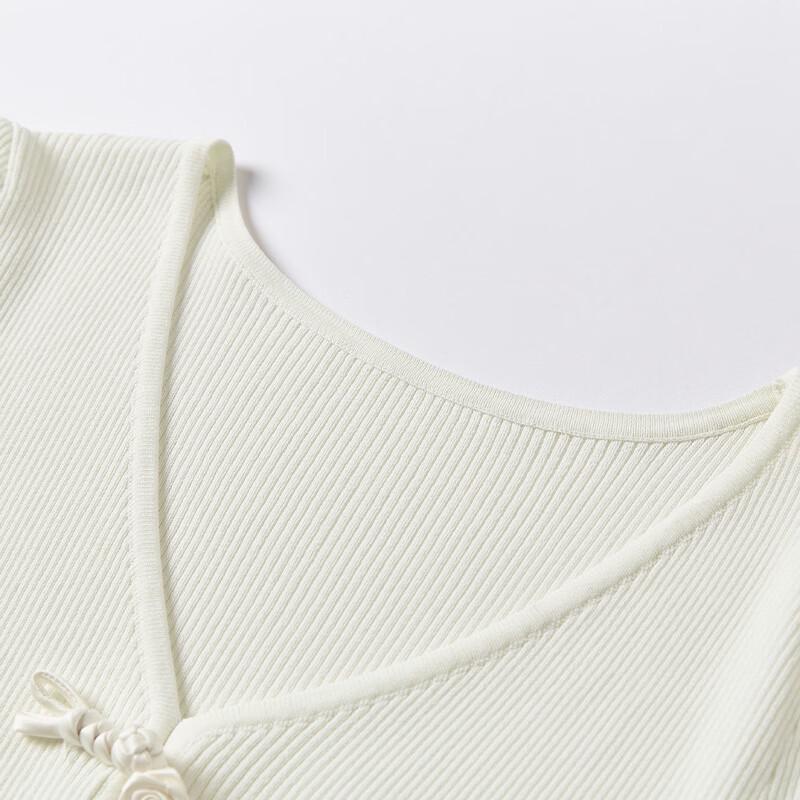 Women's Flower Knot V-Neck Knitted Short Sleeve Top