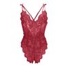 Women's Sexy Lace Lingerie Bodysuit Deep V-Neck Floral Lace Teddy, Adjustable Straps, One-Piece Sleepwear