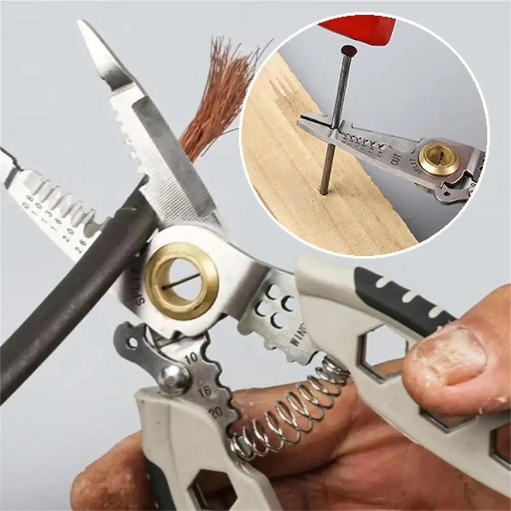 7in Multipurpose Wire Stripper Professional Tool Electrician Crimpe Pliers for Wire Cutting Stripping Pressing Cable Hand Tool