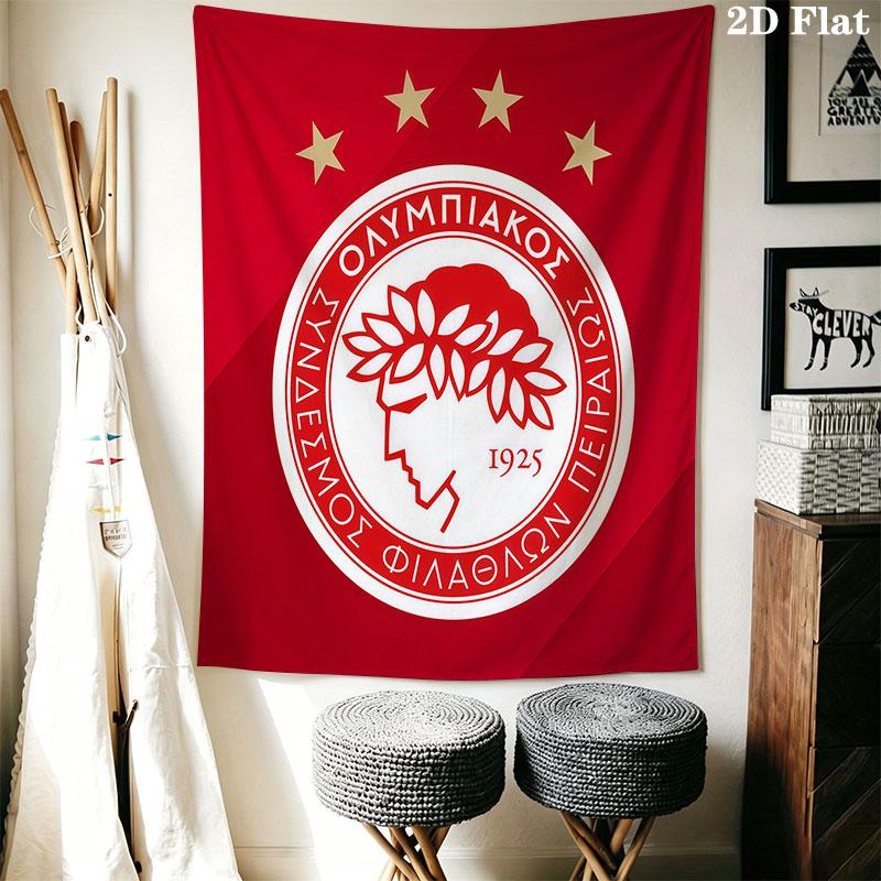Olympiacos F.C Wall Hanging Printed Fabric Blanket Decorative Tapestries for Bedroom Living Room Home Decor