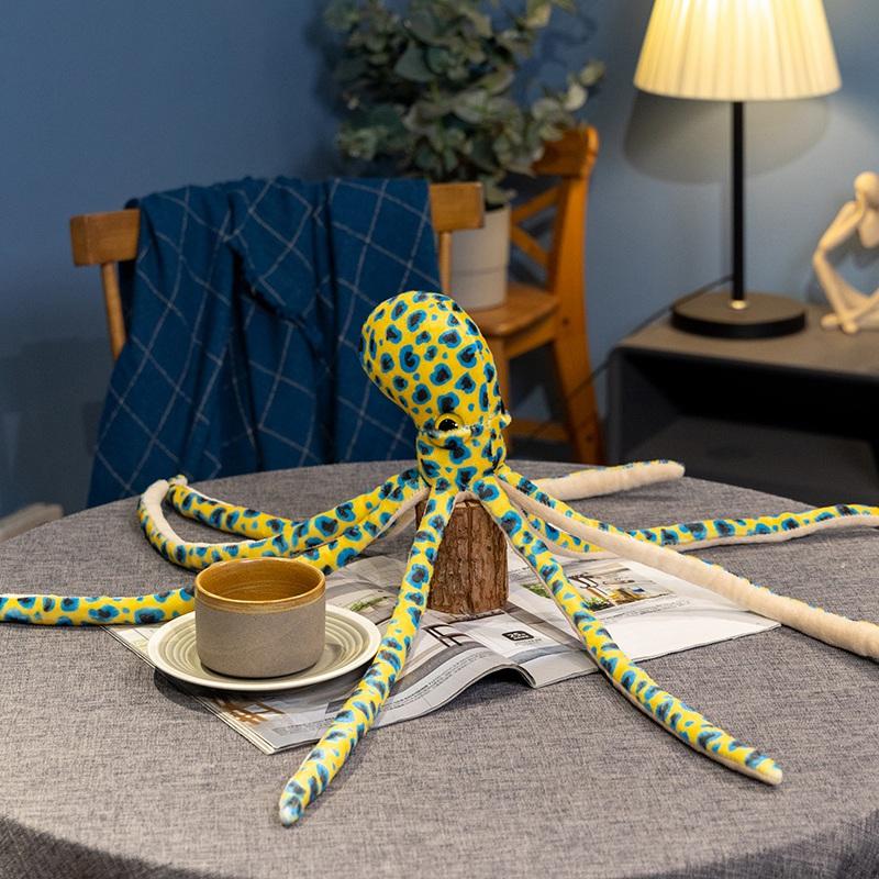 50cm Lustiges Lebensechtes Tiefsee-Blaugeringelter Krake Plüschtiere Weiche Niedliche Seltsame Kraken Spielzeuge Kreatives Geschenk Für Kinder Spielzeug Requisiten 50cm