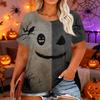 Women's Plus Size Casual Short Sleeve Neck T-Shirt with Halloween Print