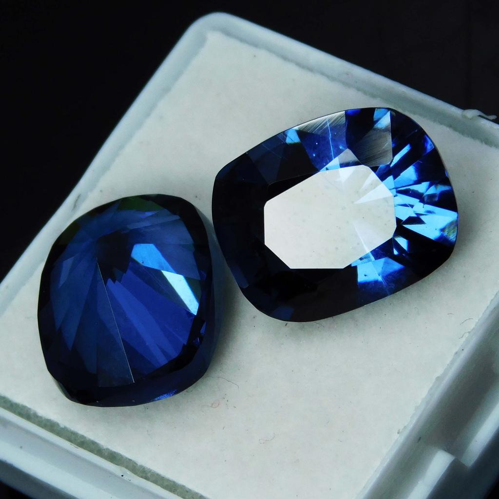 20 Ct Blue Sapphire Cushion Cut Natural Loose Gemstone Pair Ring Size CERTIFIED A-5185