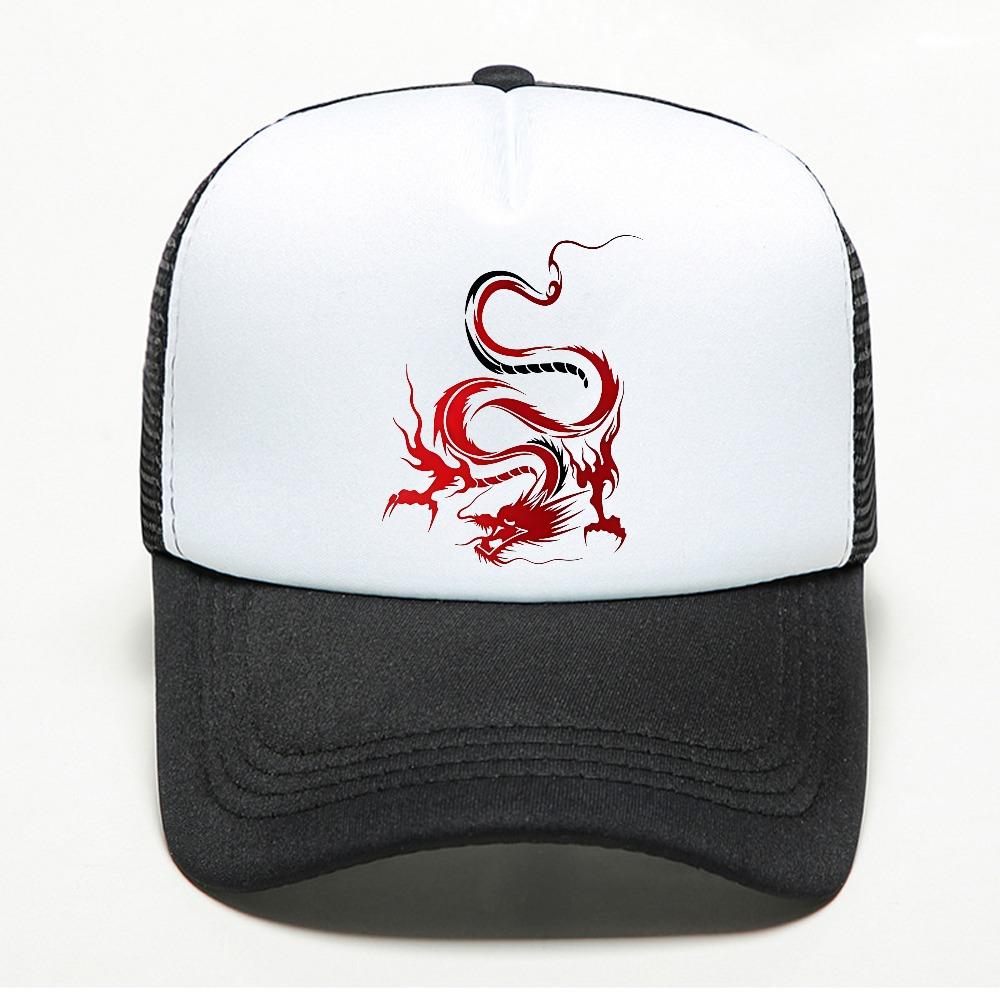 Chinese Dragon Unisexs Baseball Caps Totem Belief Womens Unisex Snapback Hat Outdoor mesh ventilate Gorras Trucker Cap