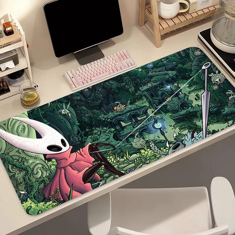 Hollow Knight Anime Gaming Mousepad  Black And White Rubber Computer Mouse Mat for Gamers Desk Keyboard Accessory Gift 800x300x2mm