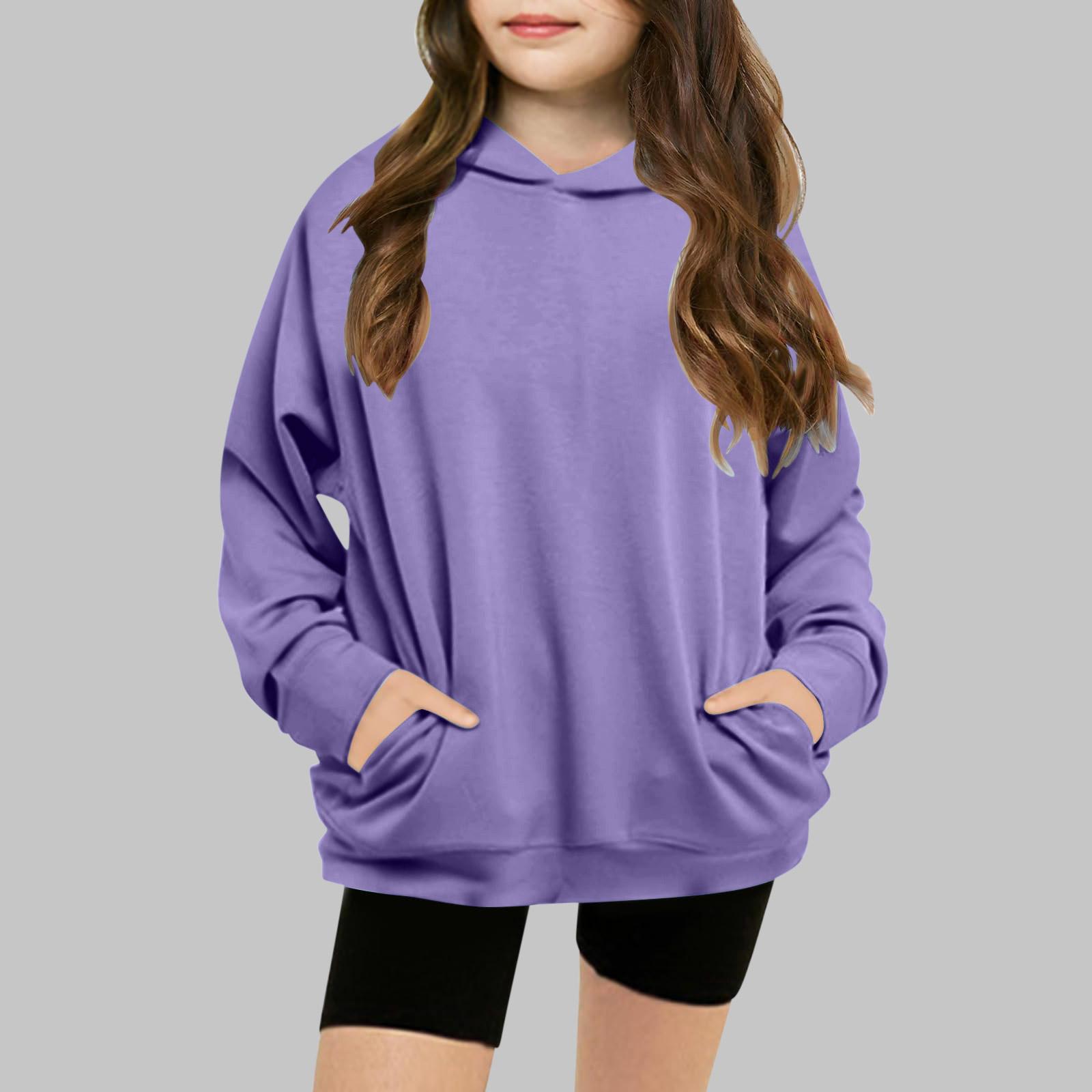 

Children s Solid-color Hooded Long-sleeved Girls Sweatshirt 130