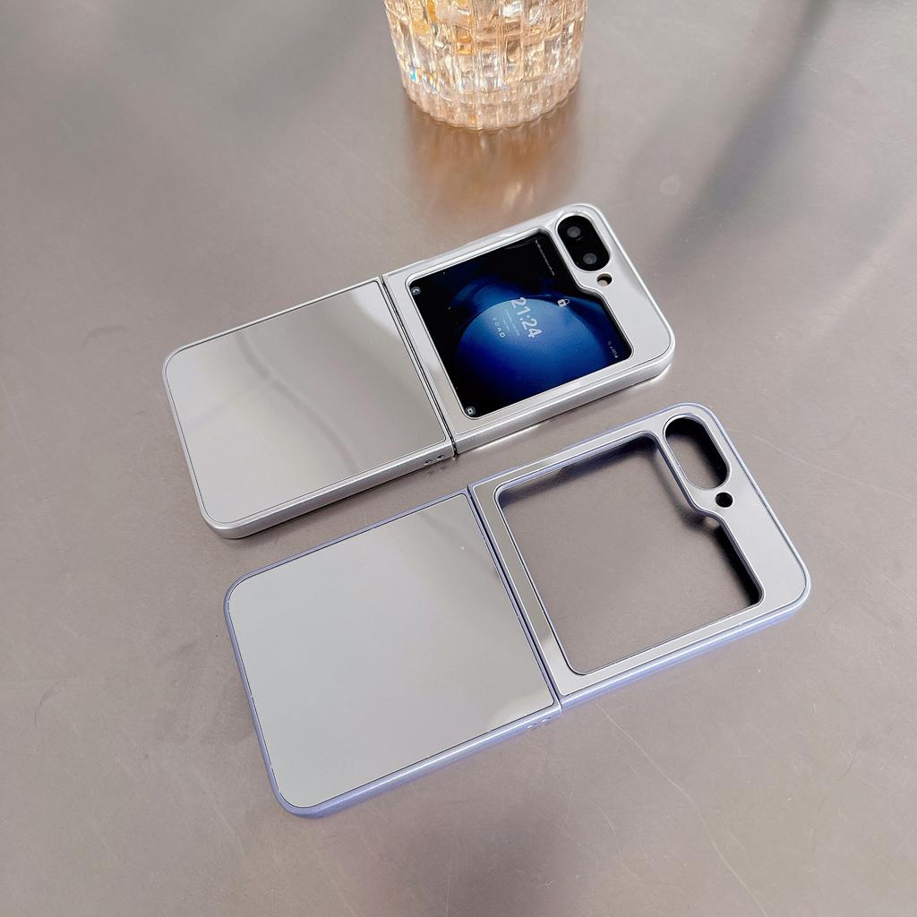 Suitable for Samsung Z Flip7 Mobile Phone Case Zflip 3 4 5 6 Folding Protective Case Simple PC Mirror Case