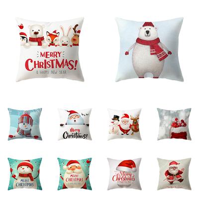 Cute Snowman Christmas Theme Printing Pattern Cushion Cover Home Living Room Sofa Decoration Pillow Pillow Cover