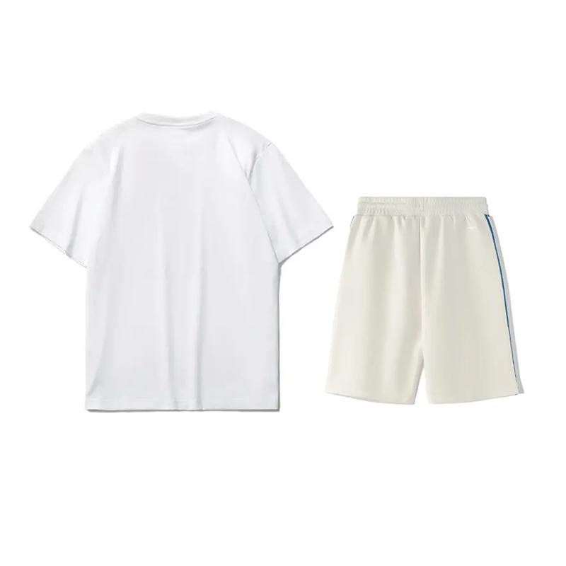 Li-Ning Printed Simple Versatile Round Neck Short Sleeve Loose Fashion Comfortable Shorts Casual Sports Suit Unisex suit YHST165-1+YKSV129-1