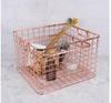 Rose Gold Large Iron Art Storage Basket with Handle - Desktop and Kitchen Organizer