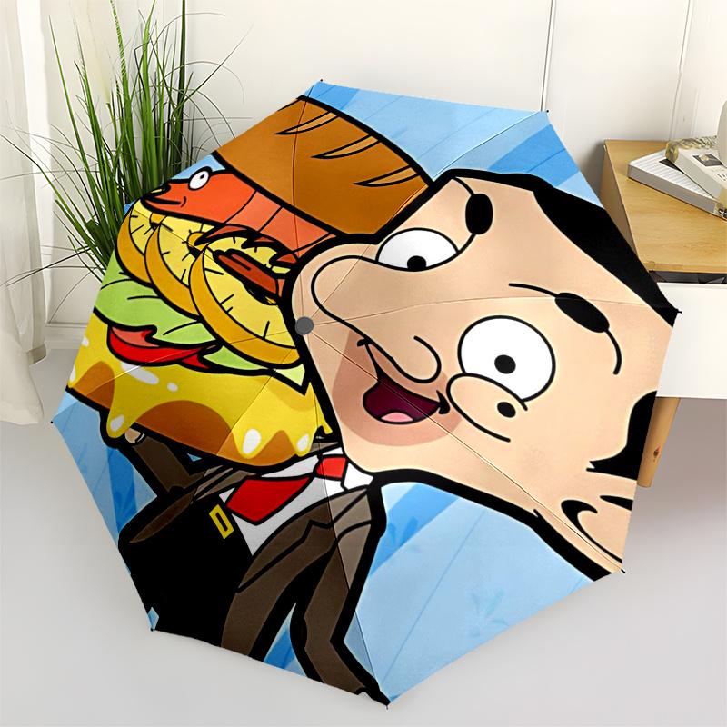 

Mr.Bean Themed Travel Umbrella-8 Ribs Automatic Opening and Closing, Portable Folding Design, Compact and Stylish Umbrella Suitable for Outd