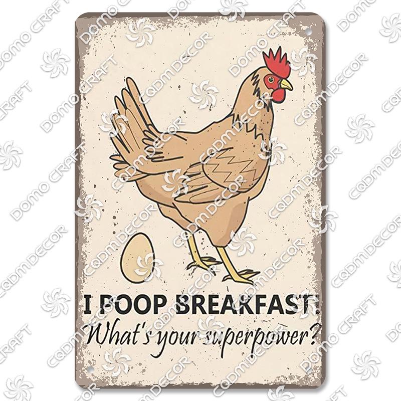 Retro Chicken Poster Metal Tin Signs Rooster Hen Eggs Metal Plate Vintage Wall Decor Club Farm Chicken Coop