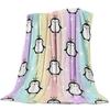Custom Blanket Home Textile Penguin Cartoon Background Feet Flannel Weighted Blanket Warm Soft Throw Sofa Bed Travel Blankets