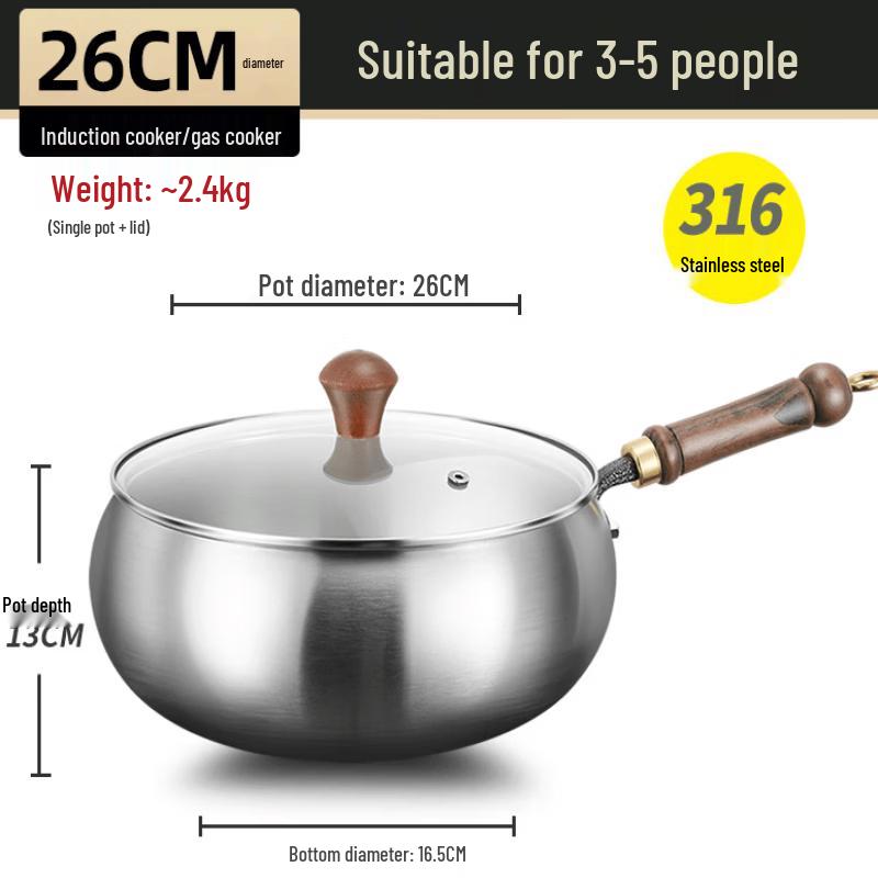 ZISIZ 316 Stainless Steel Stir-fry Wok