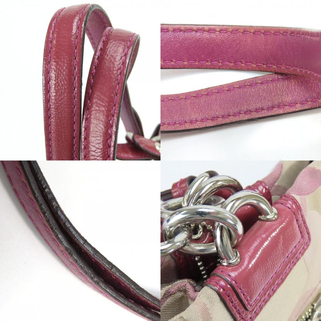 Used COACH Tote Bag Signature F17140 canvas/Patent leather beige purple casual