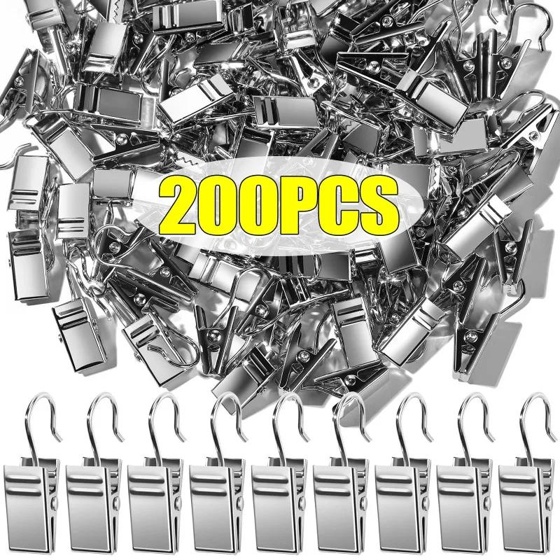 200/10x Mini Metal Curtain Clips with Hook Stainless Steel Iron Drapery Hook Enduring Home Window Accessories Home Decoration