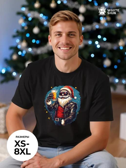 Oversized Christmas T-shirt with Cool Santa print S