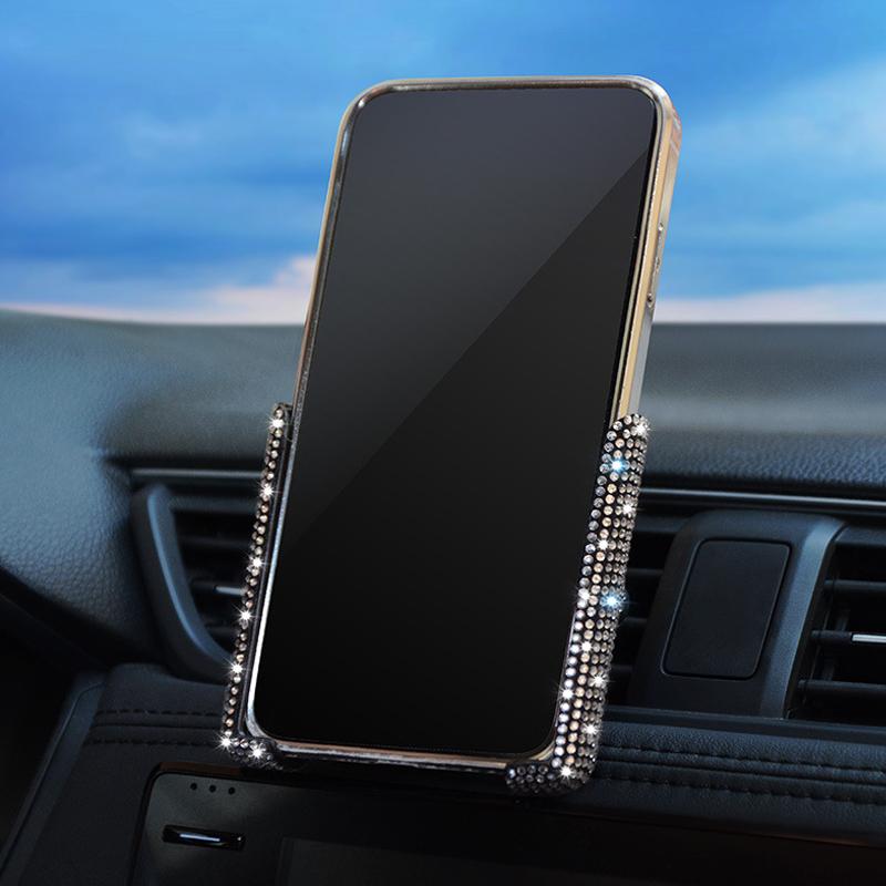 Car Phone Holder Women Diamond Crystal Air Vent Mount Mobile Stand With Rhinestone Auto Bracket Interior Universal Accessories