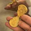 Vintager Vintage Hollow Filigree Inlaid Gemstone Gourd Pendant Necklace for Women, Openable Personal Buddha Amulet Sweater Chain