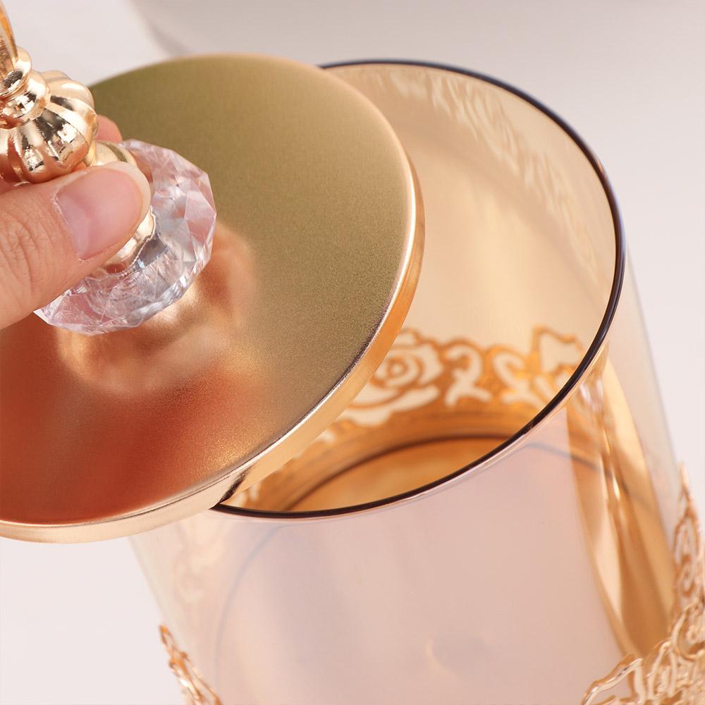 Decorative European Style Candy Jar Gold-Plated High Footed Candy Can  Living Room