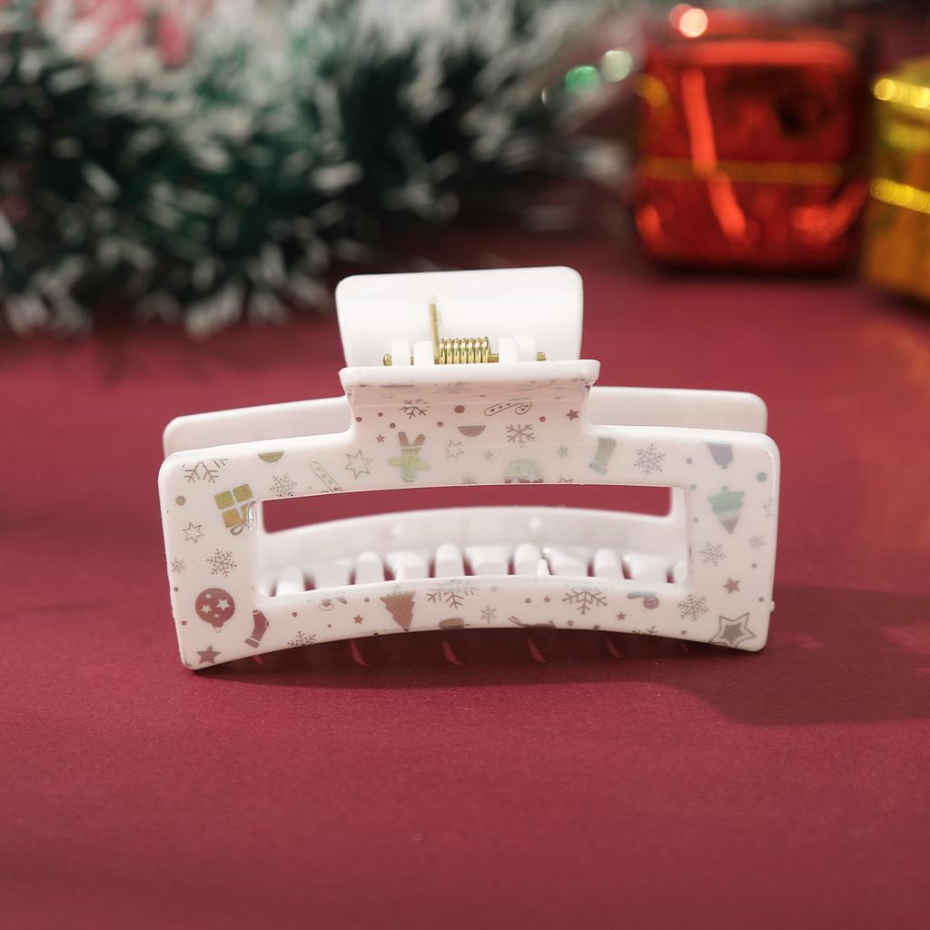 AWAYTR Christmas Pattern Hair Claws Acrylic Square Hair Clips Crab For Women Girl Gift Hair Accessories Festival Headwear