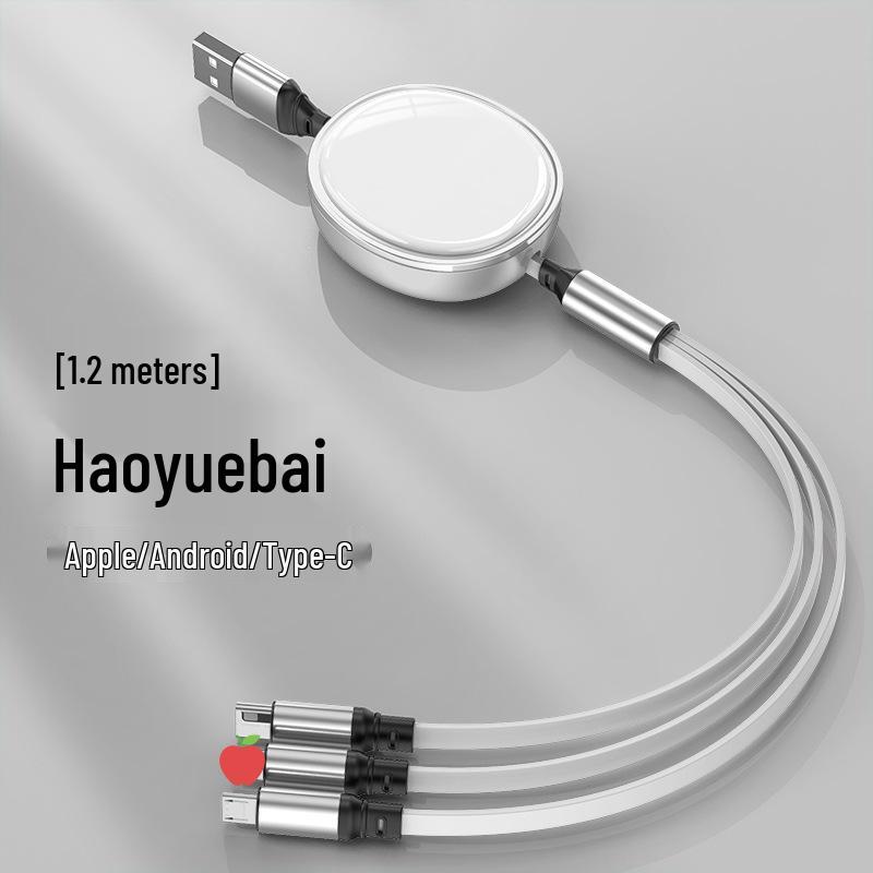 100W Retractable 3-in-1 Fast Charging Cable with Custom Logo